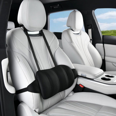 Car Lumbar Support Cushion Height Adjustable with Straps Black, 40 x 19 x 8 cm