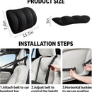 Car Lumbar Support Cushion Height Adjustable with Straps Black, 40 x 19 x 8 cm