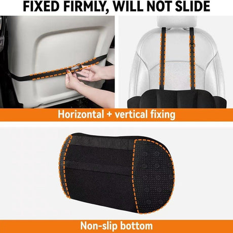 Car Lumbar Support Cushion Height Adjustable with Straps Black, 40 x 19 x 8 cm