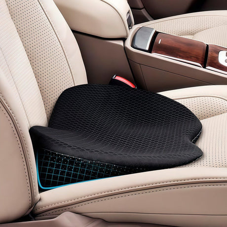 Car Seat Cushion Memory Foam Wedge for Lower Back Support Black, 44 x 23.5 x 9.5 cm