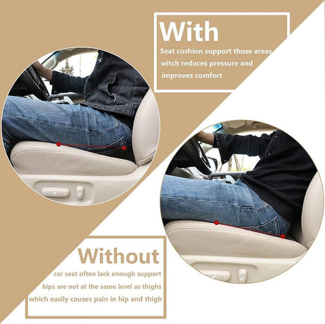 Car Seat Cushion Memory Foam Wedge for Lower Back Support Black, 44 x 23.5 x 9.5 cm