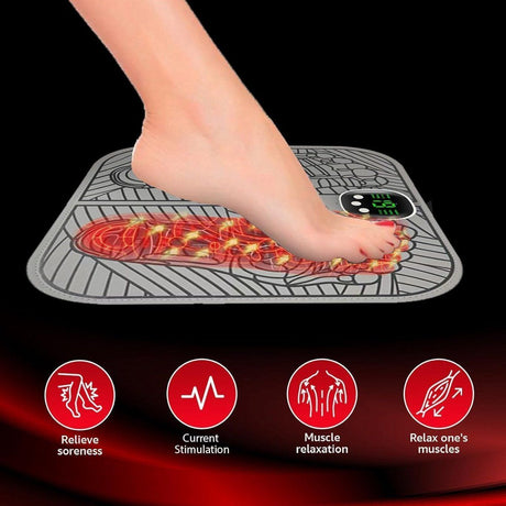 Electric Foot Massager USB Massage Mat with Remote Control Grey, 8 Modes, 19 Levels