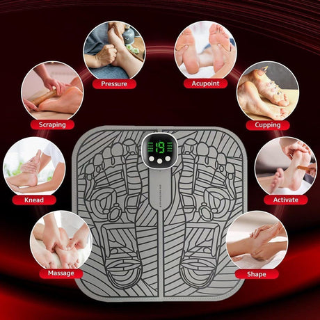 Electric Foot Massager USB Massage Mat with Remote Control Grey, 8 Modes, 19 Levels