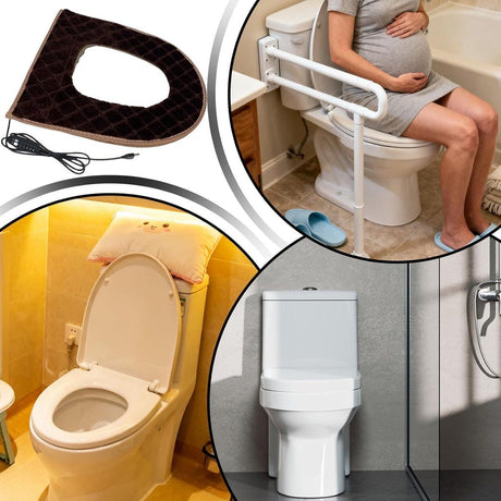 USB Heated Toilet Seat 5 Level Heating with Timer Brown