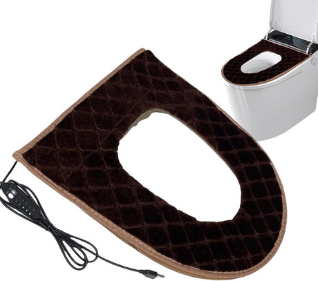 USB Heated Toilet Seat 5 Level Heating with Timer Brown