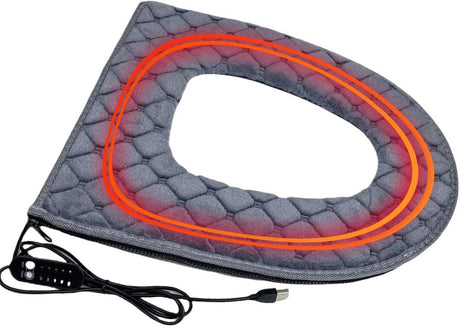 USB Heated Toilet Seat Cover 5 Level Heating with Timer Grey