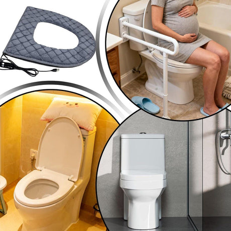 USB Heated Toilet Seat Cover 5 Level Heating with Timer Grey
