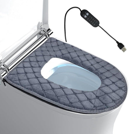 USB Heated Toilet Seat Cover 5 Level Heating with Timer Grey