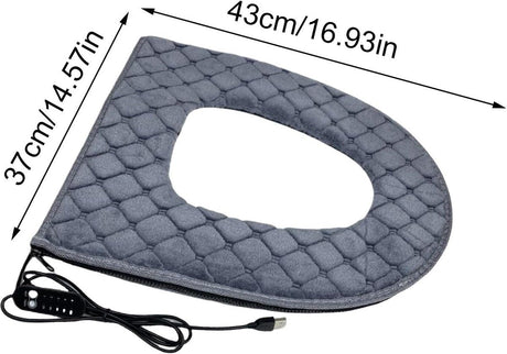 USB Heated Toilet Seat Cover 5 Level Heating with Timer Grey