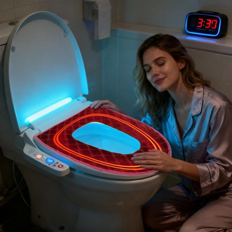 USB Heated Toilet Seat 5 Level Heating with Timer Burgundy