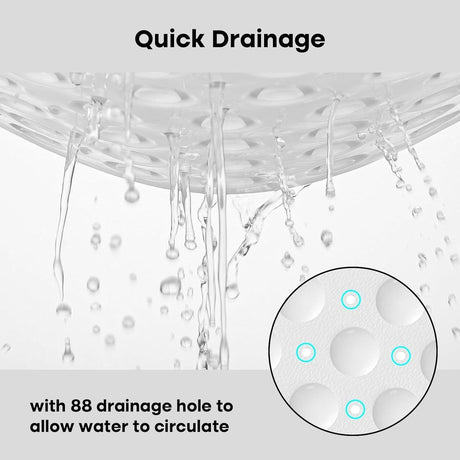 Corner Shower Mat Non Slip with Suction Cups White, 54 x 54 cm