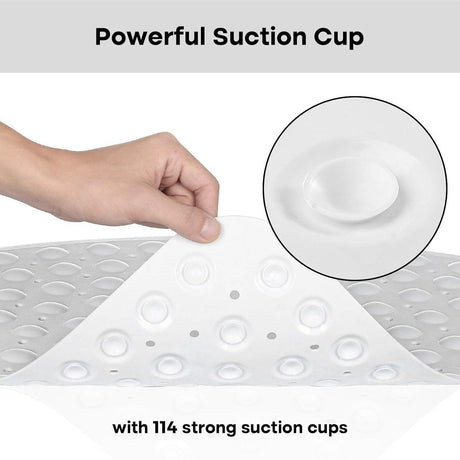 Corner Shower Mat Non Slip with Suction Cups White, 54 x 54 cm