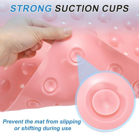 Corner Shower Mat Non Slip with Suction Cups Pink, 54 x 54 cm