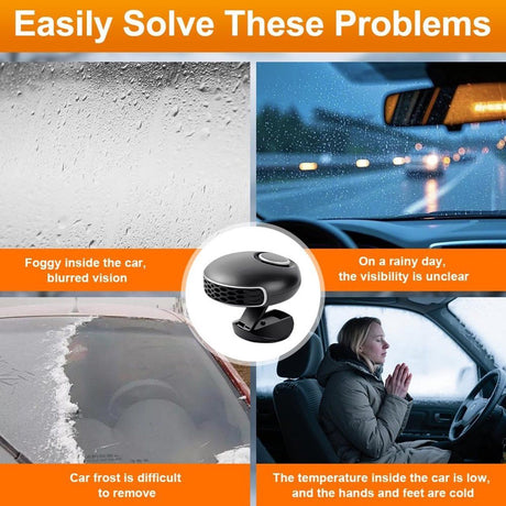 Car Heater 12V 150W Fast Heating and Cooling Defroster Black, 12.5 x 6 cm