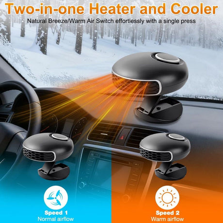 Car Heater 12V 150W Fast Heating and Cooling Defroster Black, 12.5 x 6 cm