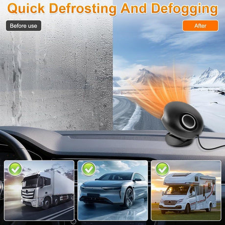 Car Heater 12V 150W Fast Heating and Cooling Defroster Black, 12.5 x 6 cm