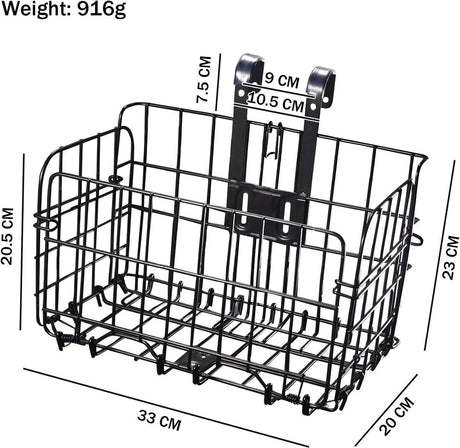Foldable Bicycle Basket Removable Metal Mesh with Quick Release