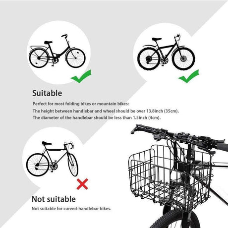 Foldable Bicycle Basket Removable Metal Mesh with Quick Release