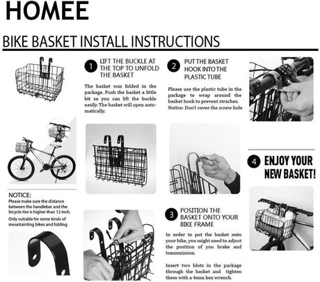 Foldable Bicycle Basket Removable Metal Mesh with Quick Release