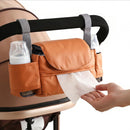 Universal Stroller Storage Bag with Cup Holder and Tissue Pocket Brown