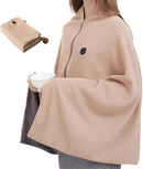 USB Heated Hooded Scarf with Zipper 3 Temperature Settings Apricot, 150 x 80 cm