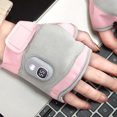 USB Heated Gloves Touchscreen Rechargeable Pink, 15 x 9 cm