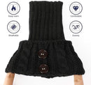 3 Pair Knitted Leg Warmers Button Cable Knit Black Beige White