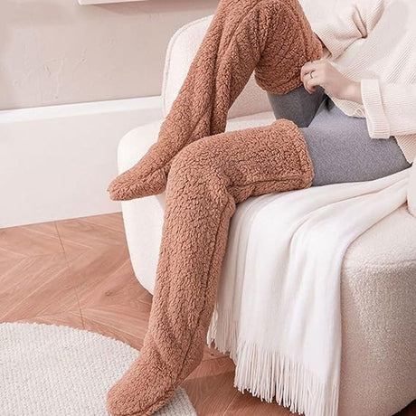 Womens Fleece Over the Knee Socks Warm Winter Leg Warmers