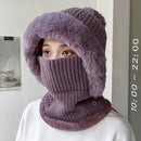 1 Piece Knitted Hat and Neck Warmer Set Fleece Lined Dusty Pink