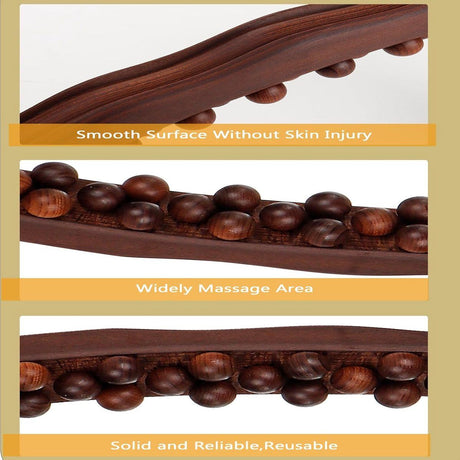 Wooden Massage Roller 31 Bead Gua Sha Lymphatic Drainage Tool Brown, 59 cm