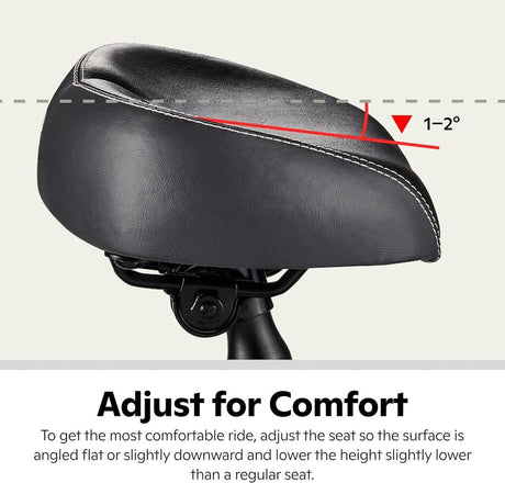 Black Bicycle Saddle Shock Absorbing Wide Seat Cushion Unisex, 26 x 17 x 9 cm