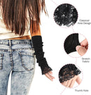 2 Pair Fingerless Arm Warmers Soft Fleece Black for Women