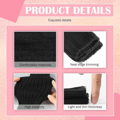 2 Pair Fingerless Arm Warmers Soft Fleece Black for Women