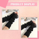 2 Pair Fingerless Arm Warmers Soft Fleece Black for Women