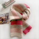 Womens Knitted Color Block Winter Scarf Off White Pink Green