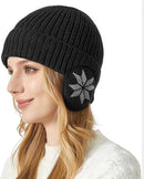 Winter Earmuff Hat Plush Knitted Fleece Lined Black