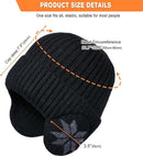 Winter Earmuff Hat Plush Knitted Fleece Lined Black