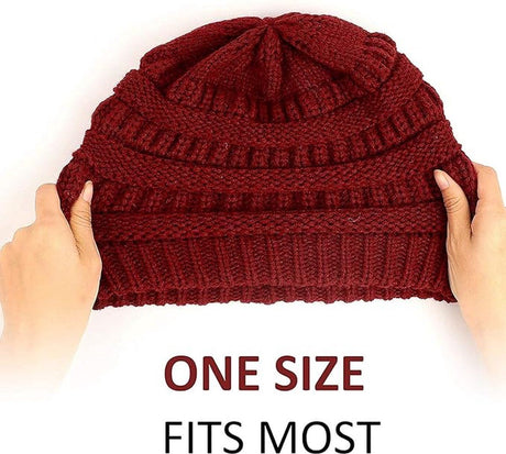 Womens Slouchy Ski Hat Warm Windproof with Satin Lining Bordeaux, 52-60 cm