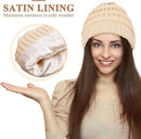 Womens Slouchy Ski Hat Warm Windproof with Satin Lining Bordeaux, 52-60 cm