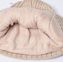 Winter Earmuff Hat Plush Knitted Fleece Lined Beige