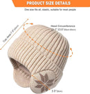 Winter Earmuff Hat Plush Knitted Fleece Lined Beige