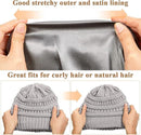 Womens Slouchy Ski Hat Warm with Satin Lining Beige, 52-60 cm