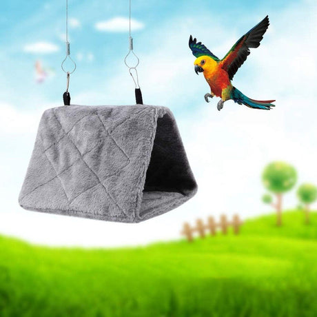 Pet Bird Hammock Plush Hanging Bed Black and Blue, Size M