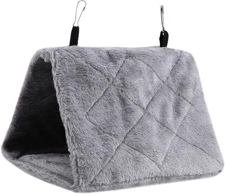 Pet Bird Hammock Plush Hanging Bed Black and Blue, Size M