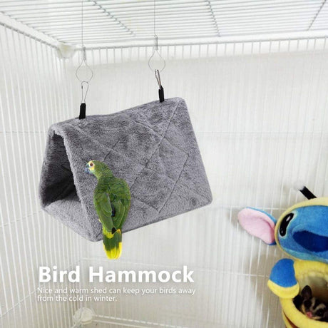 Pet Bird Hammock Plush Hanging Bed Black and Blue, Size M