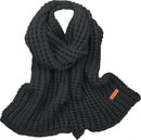 Knitted Winter Scarf Windproof Unisex Black, 160 x 23 cm