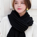 Knitted Winter Scarf Windproof Unisex Black, 160 x 23 cm
