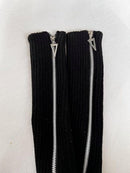 Knitted Leg Warmers Over the Knee Boot Socks with Zipper Black