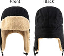 Winter Aviator Hat Thickened Cotton with Earmuffs Black, One Size