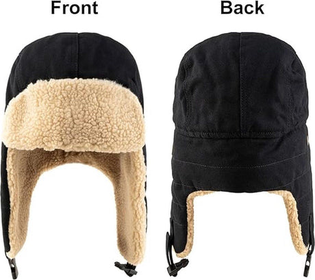 Winter Aviator Hat Thickened Cotton with Earmuffs Black, One Size